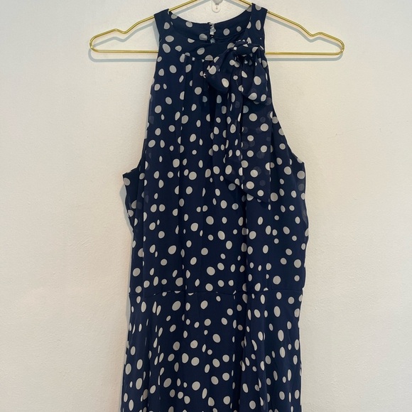Tahari ASL Blue Polka Dot Maxi Dress Size 12 - Picture 3 of 9